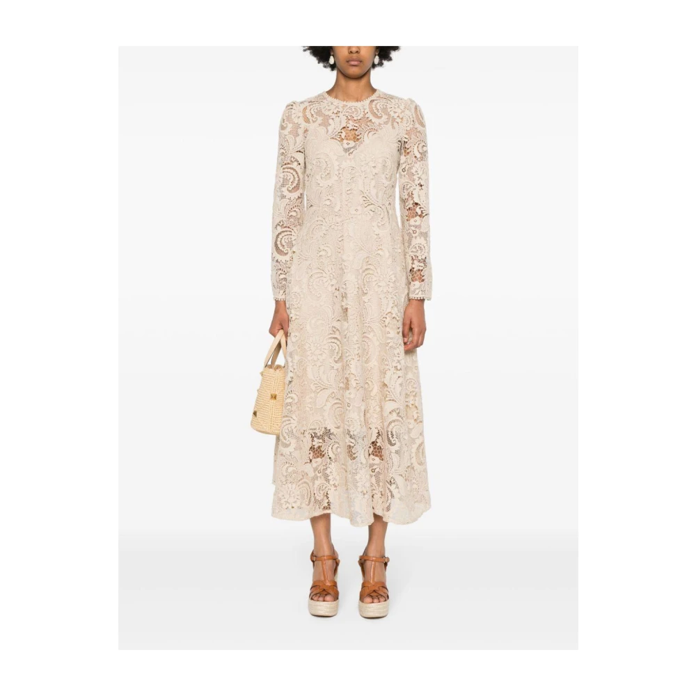 Zimmermann Elegante Kant Midi Jurk Beige Dames