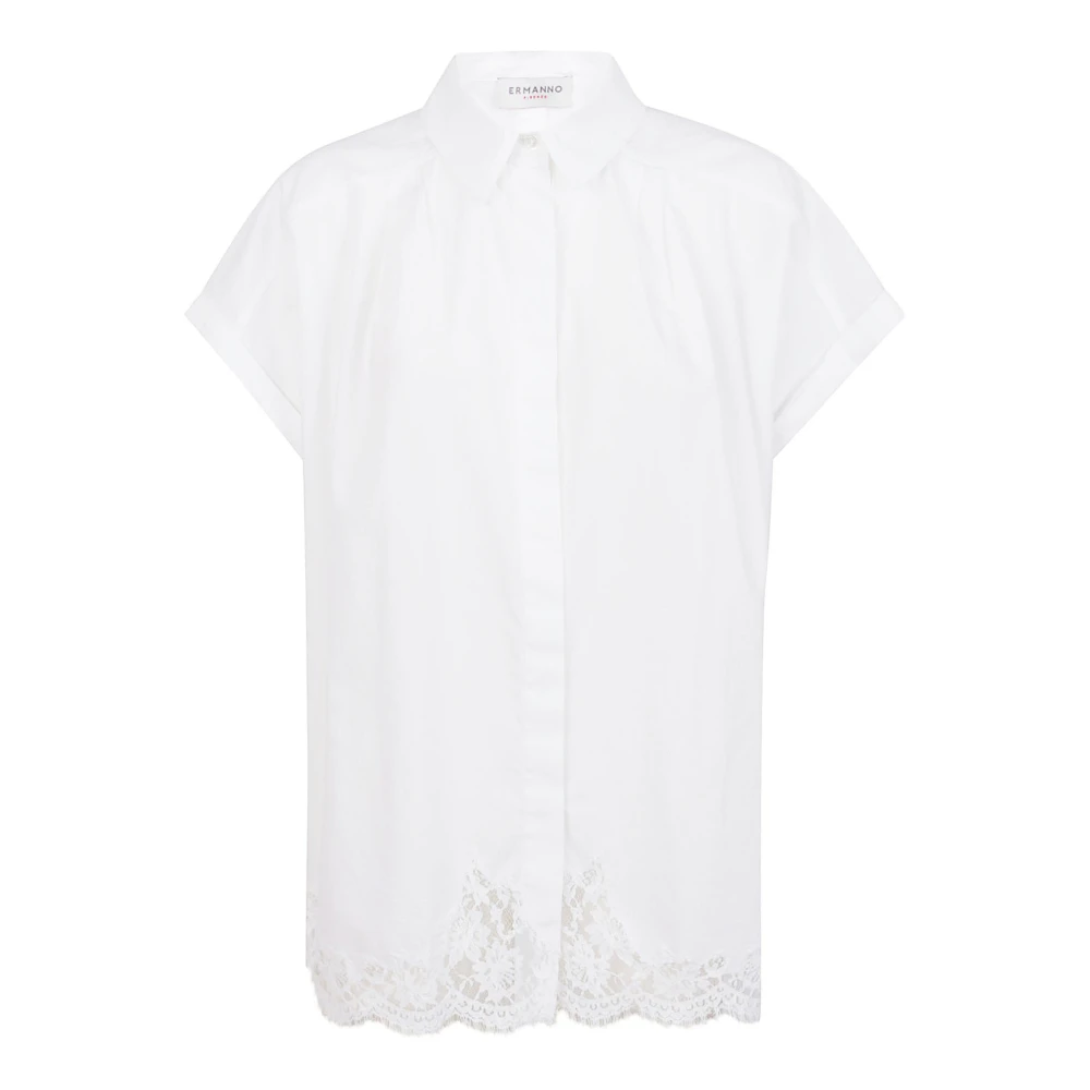 Ermanno Scervino Witte Katoenen Overhemd met Kantdetails White Dames