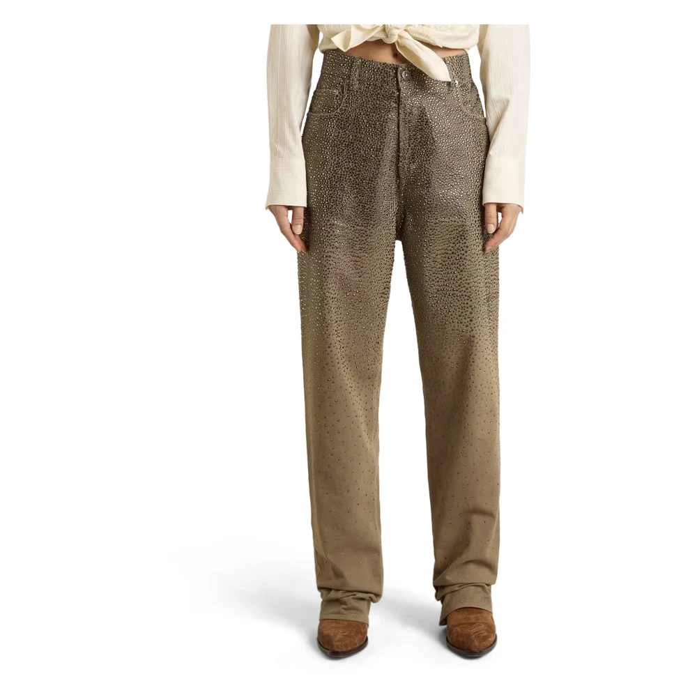 Golden Goose Women's Green Journey W's Pant Kim Cotton Denim - Straight Trousers - W26 - Trousers