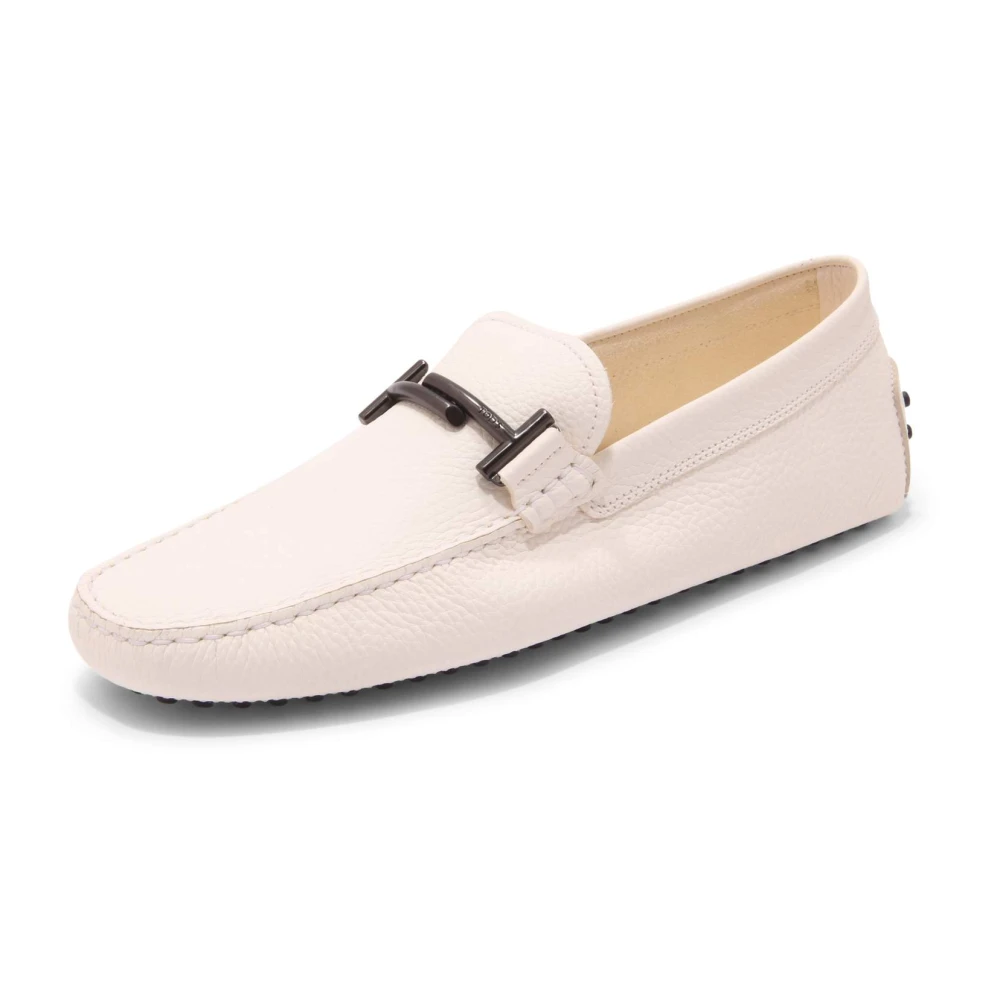 Tod's Men's White Loafers, 4 1/2 Uk, Gommino Doppia T New Gommini 122