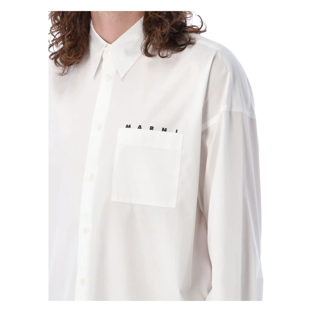 Marni Overhemd met verborgen logo White Heren