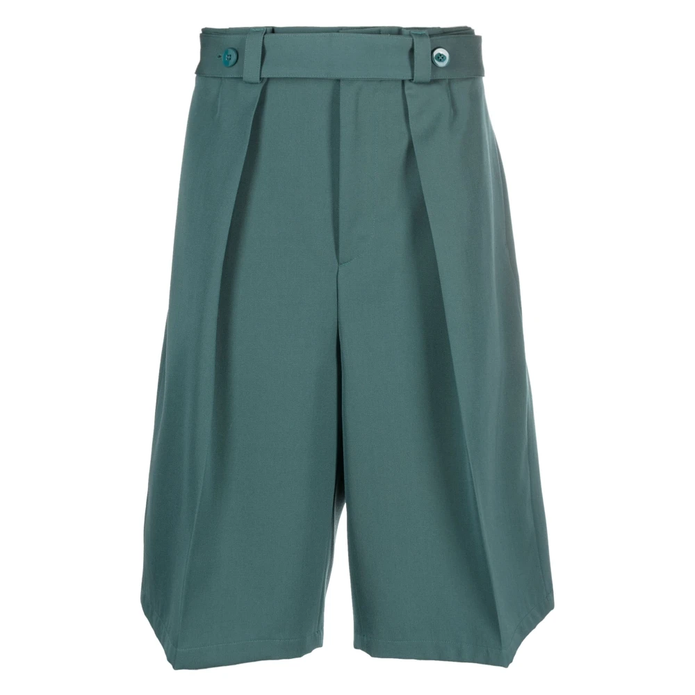 Jil Sander Men's Green Bermudas, S, Wool Casual Elegant Long Shorts