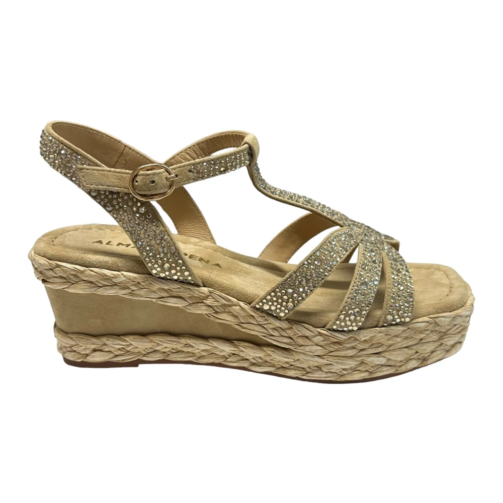 Alma en Pena Suede Sleehak Enkelband Schoenen Beige Dames