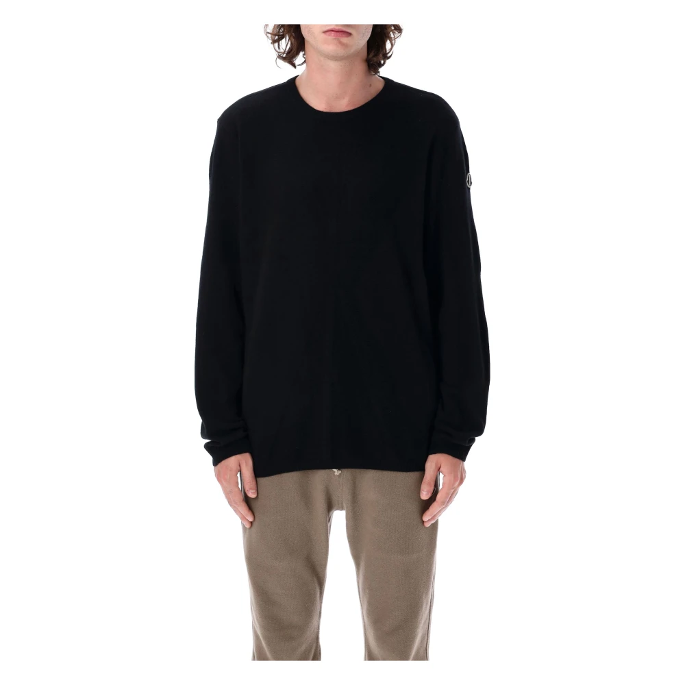 Moncler Zwarte Kasjmiermix Ronde Hals Trui Black Heren