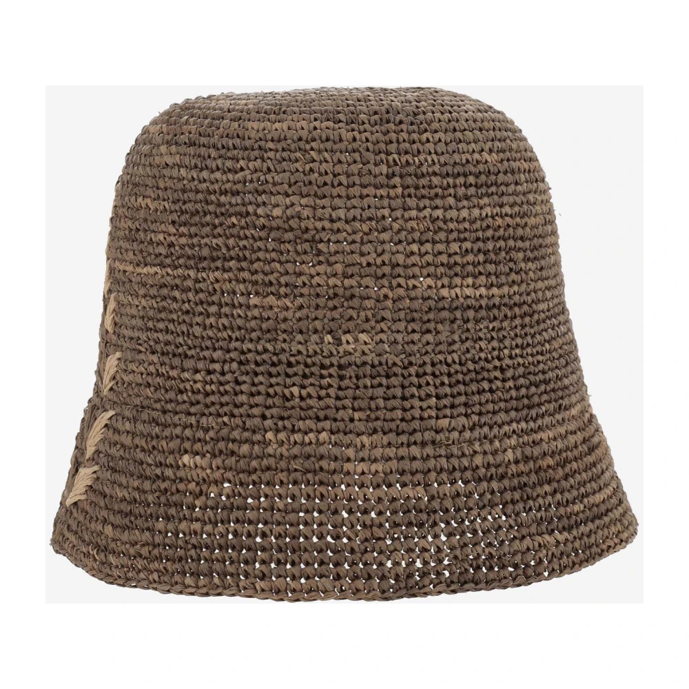 Ibeliv Handgemaakte Raffia Zomerhoed met Borduurwerk Brown Dames