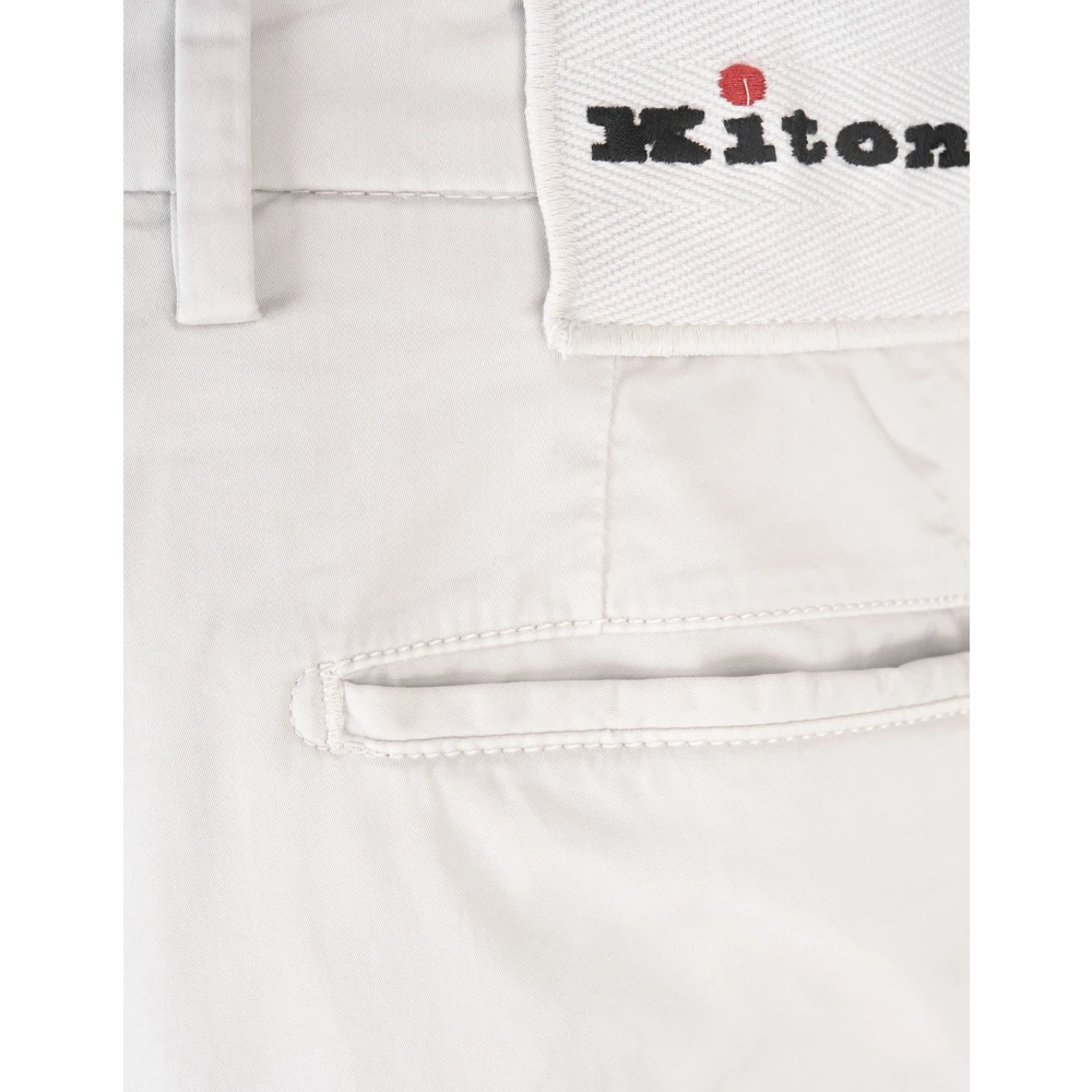 Kiton Grijze Katoen Elastaan Slim Fit Broek Gray Heren