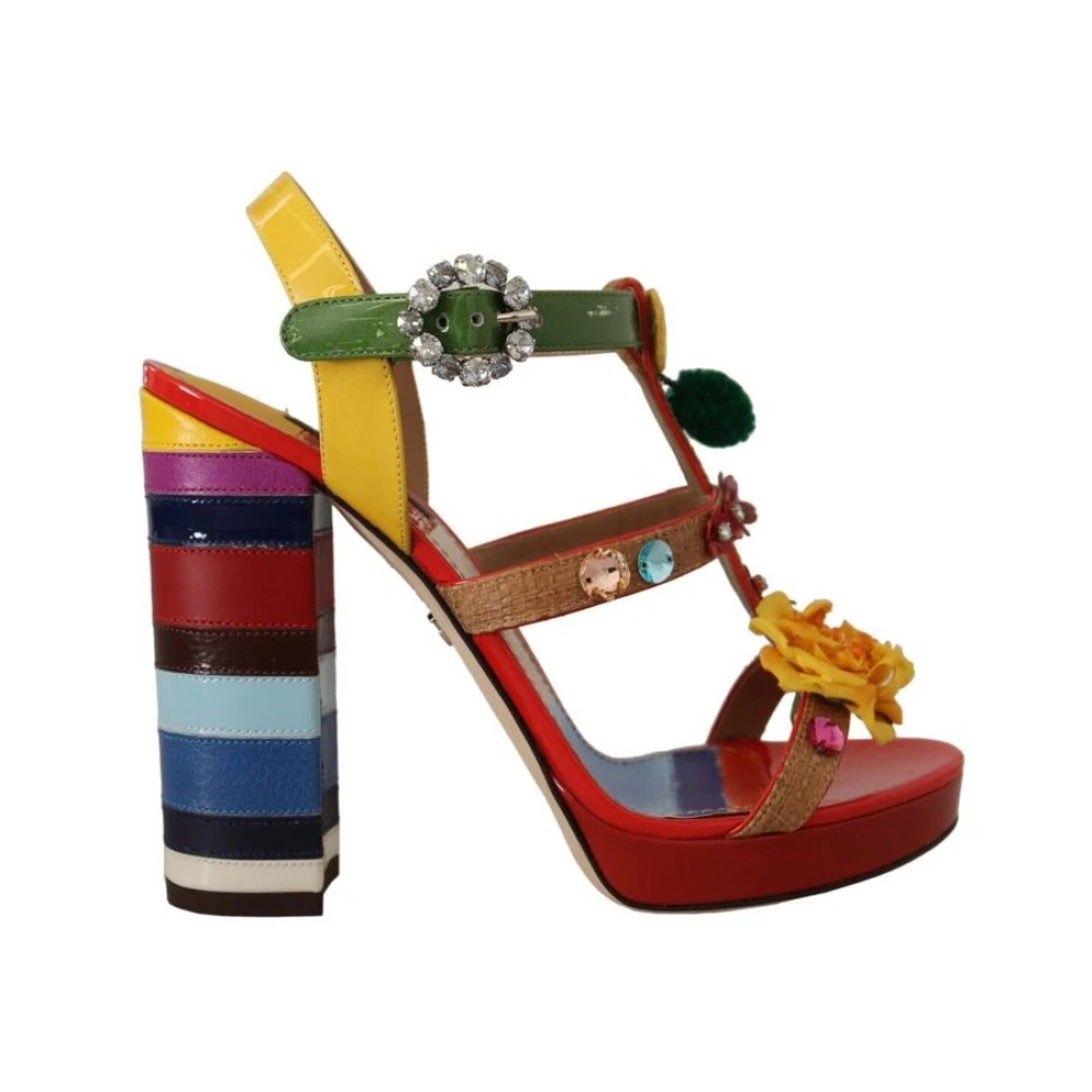 Dolce & Gabbana Cotton Platform Sandals - Female - High Heel Sandals - Multicolor - 5 1/2 Uk - Shoes