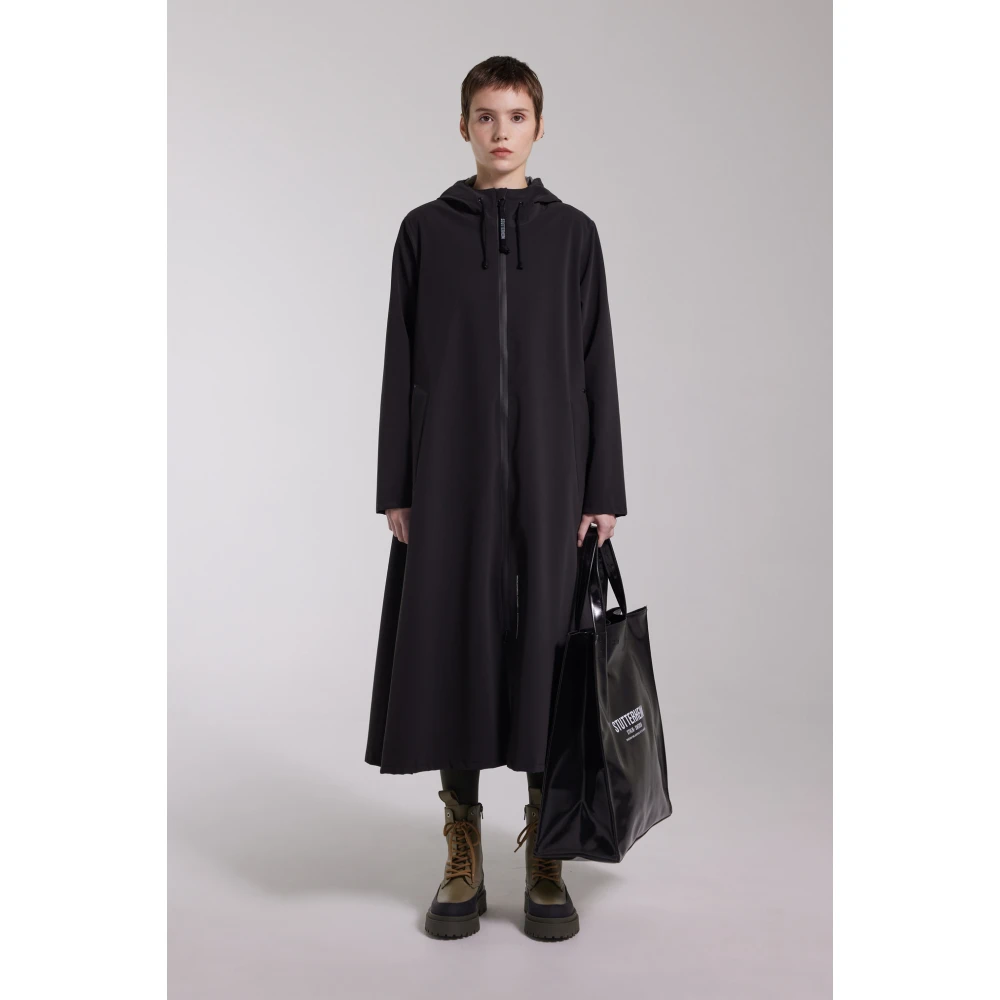 Stutterheim Matte Zip Knielengte Regenjas Black Dames