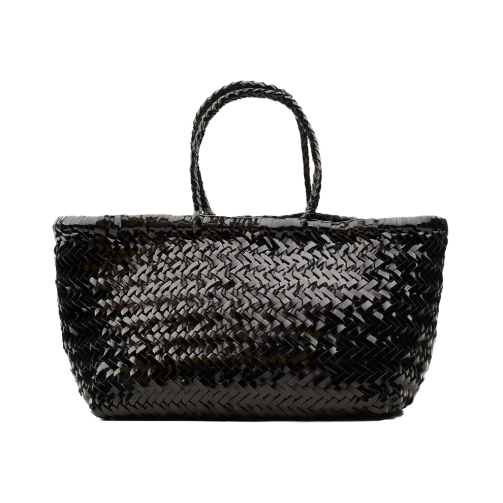 Dragon Diffusion Black Shopping Bags, Female, One Size, Handwoven Leather Basket Bag In