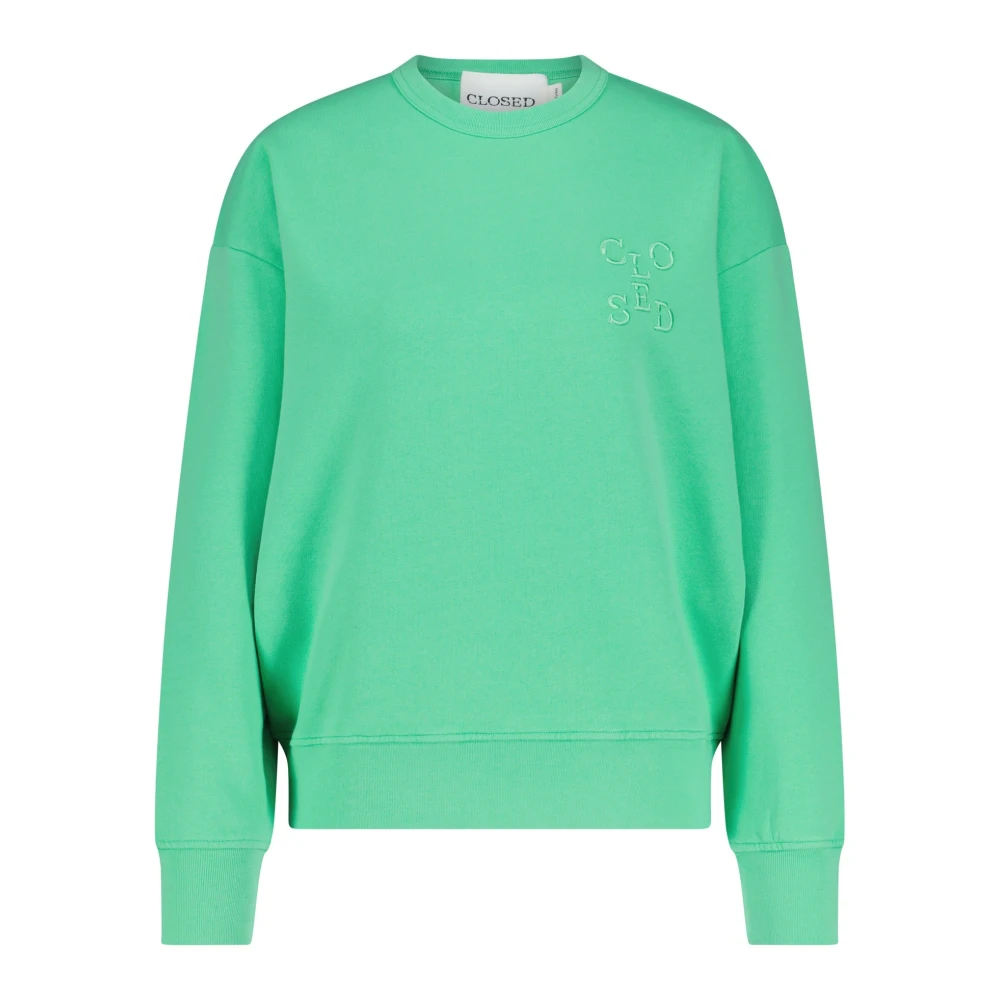 Closed Sweatshirt met logo borduursel Green Dames
