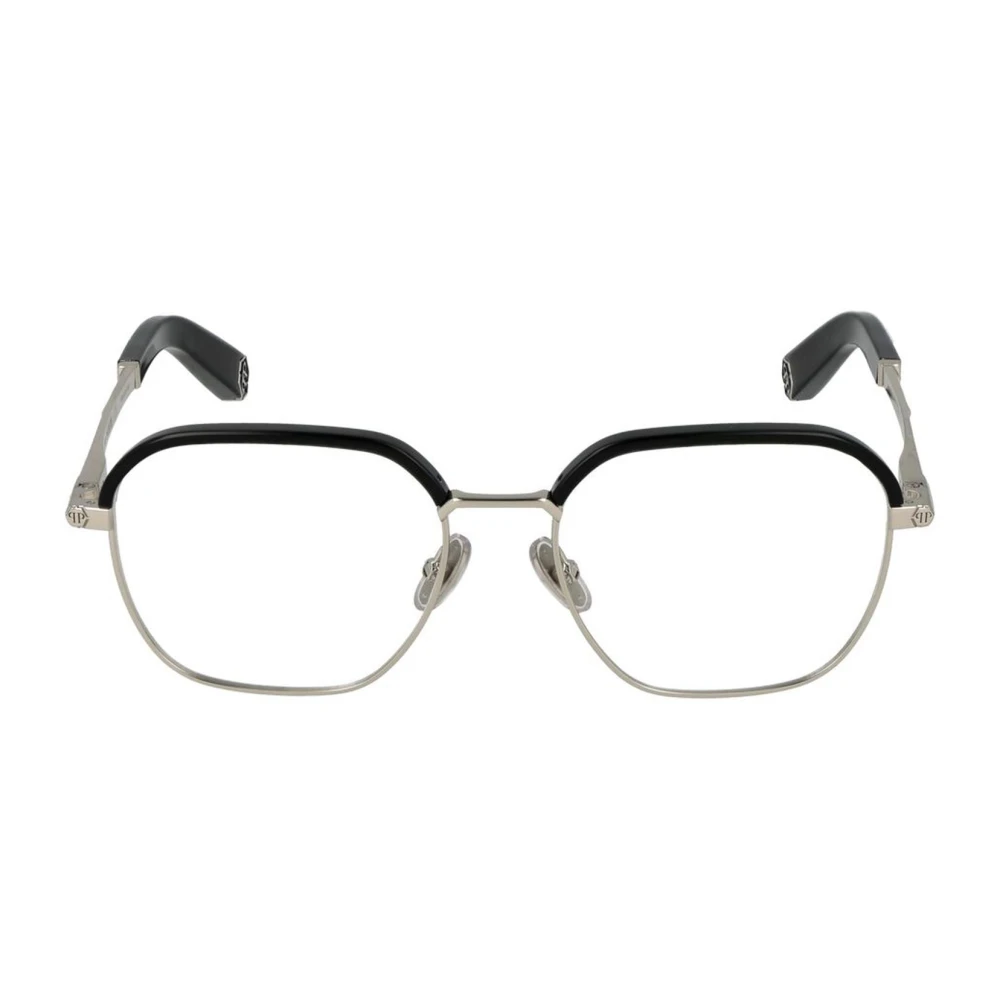 Philipp Plein Heren Zwart Metalen Browline Optische Frames Black Heren