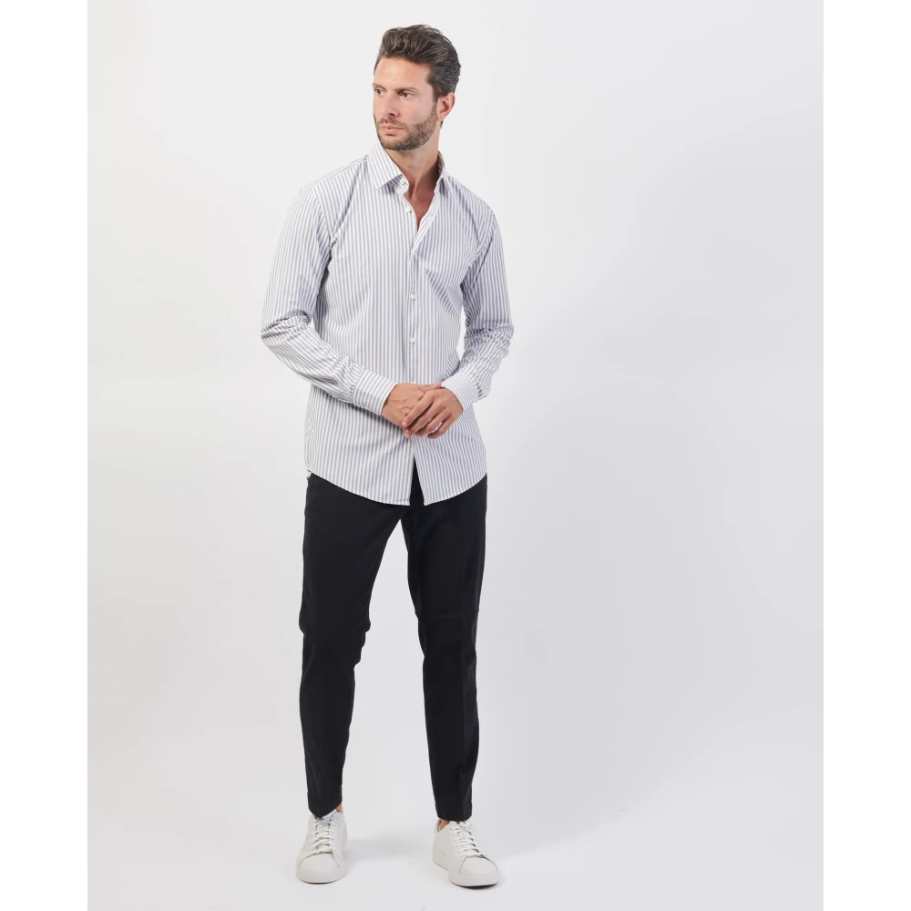 Hugo Boss Verticaal Gestreept Slim Fit Overhemd Gray Heren