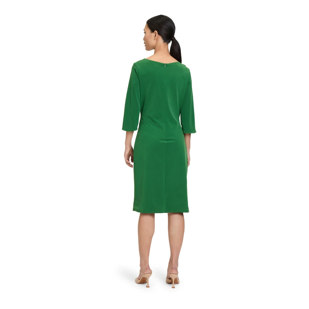 Vera Mont Elegante Jersey Jurk met 3 4 Mouwen Green Dames