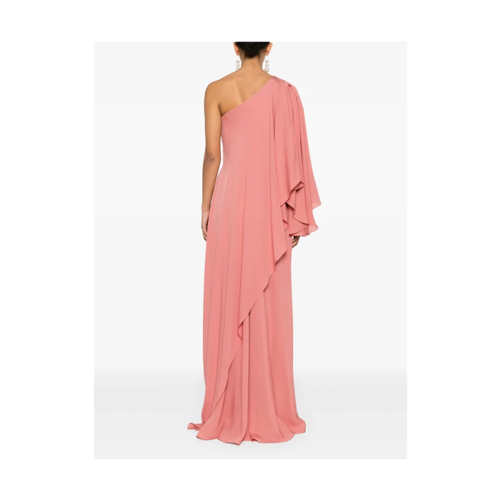 Elie Saab Poederroze Gedrapeerde Jurk met Split Pink Dames