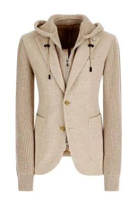 Beige Avtagbar Huva Ulljacka