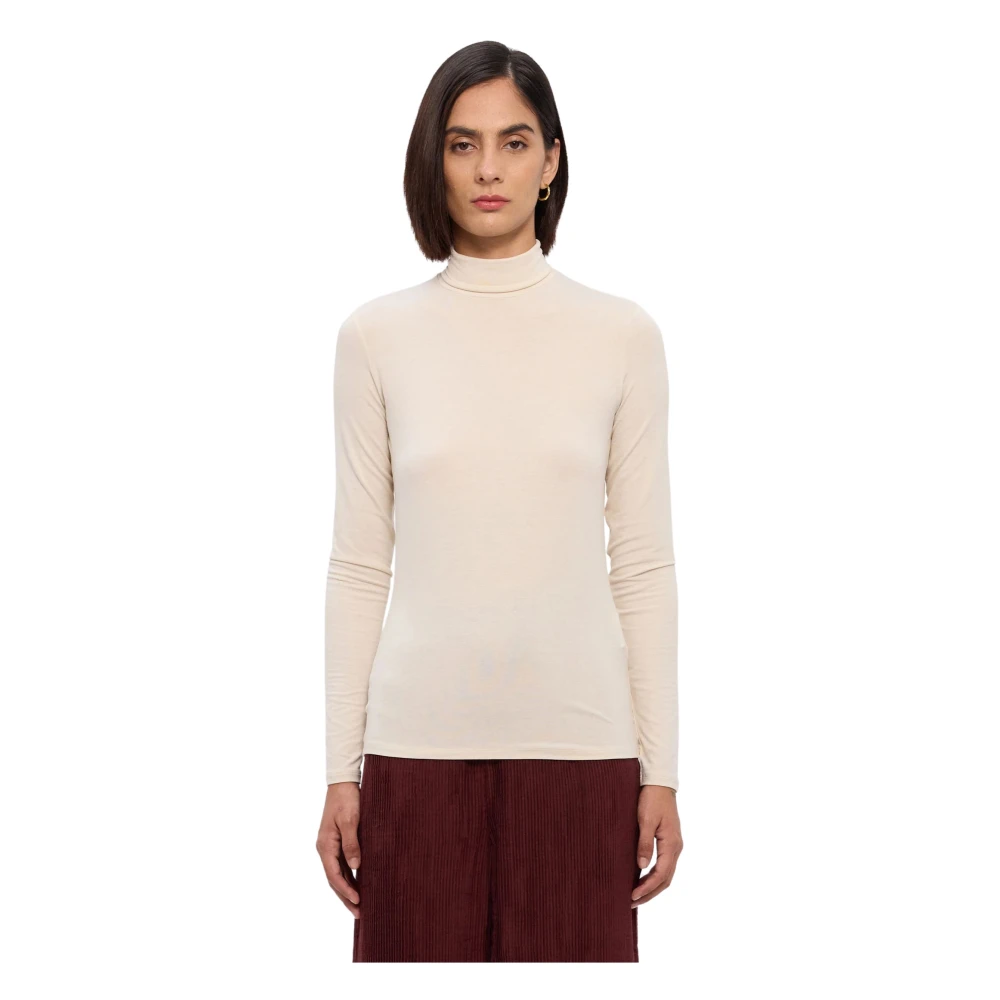 Max Mara Weekend Hoge hals Jersey T-shirt met Print Beige Dames