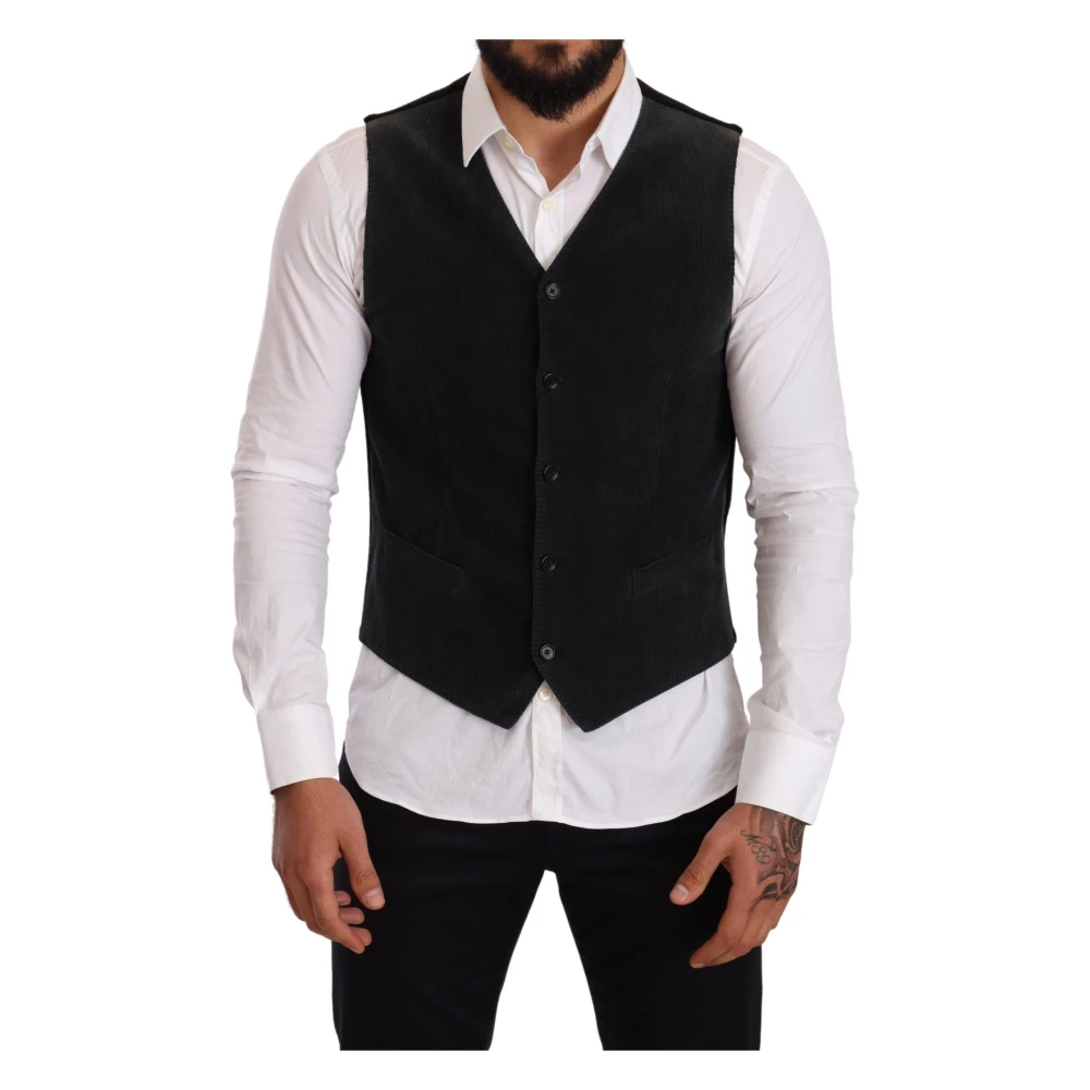 Dolce & Gabbana Black Cotton Single Breasted Waistcoat - IT48 | M - Image 2