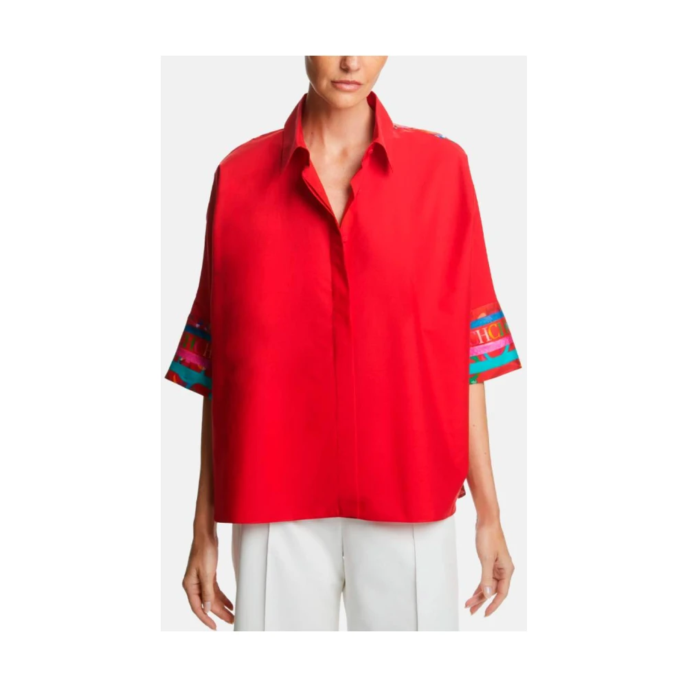 Carolina Herrera Tukisimo Oversized Shirt Katoen Zijde Red Dames