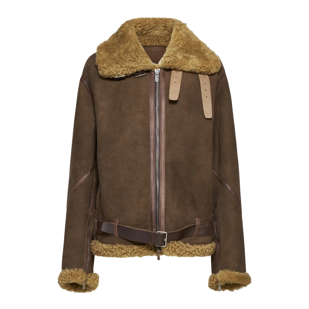 Burberry Shearling jas met zakken Brown Heren
