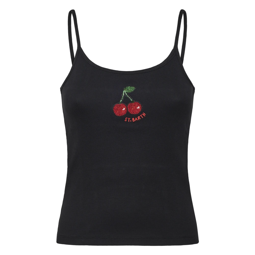 Mc2 Saint Barth Black Zaira Rib Top - Female - Sleeveless Tops - S - Tops