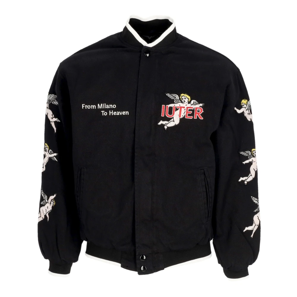 Iuter Zwarte Varsity Jack met Gewatteerde Voering Black Heren
