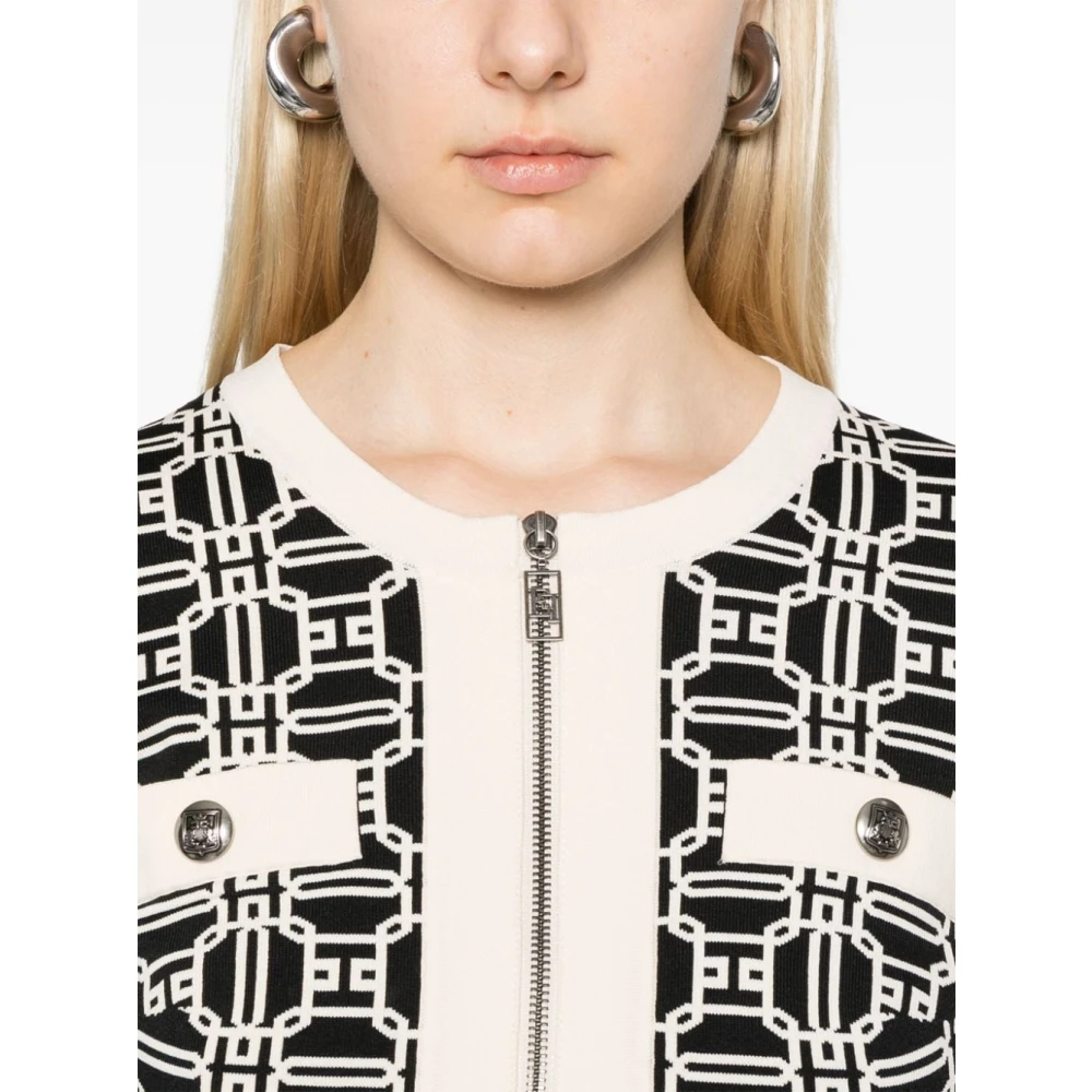 Elisabetta Franchi Nero E Panna Sweater Aw24 Dameskleding Beige Dames