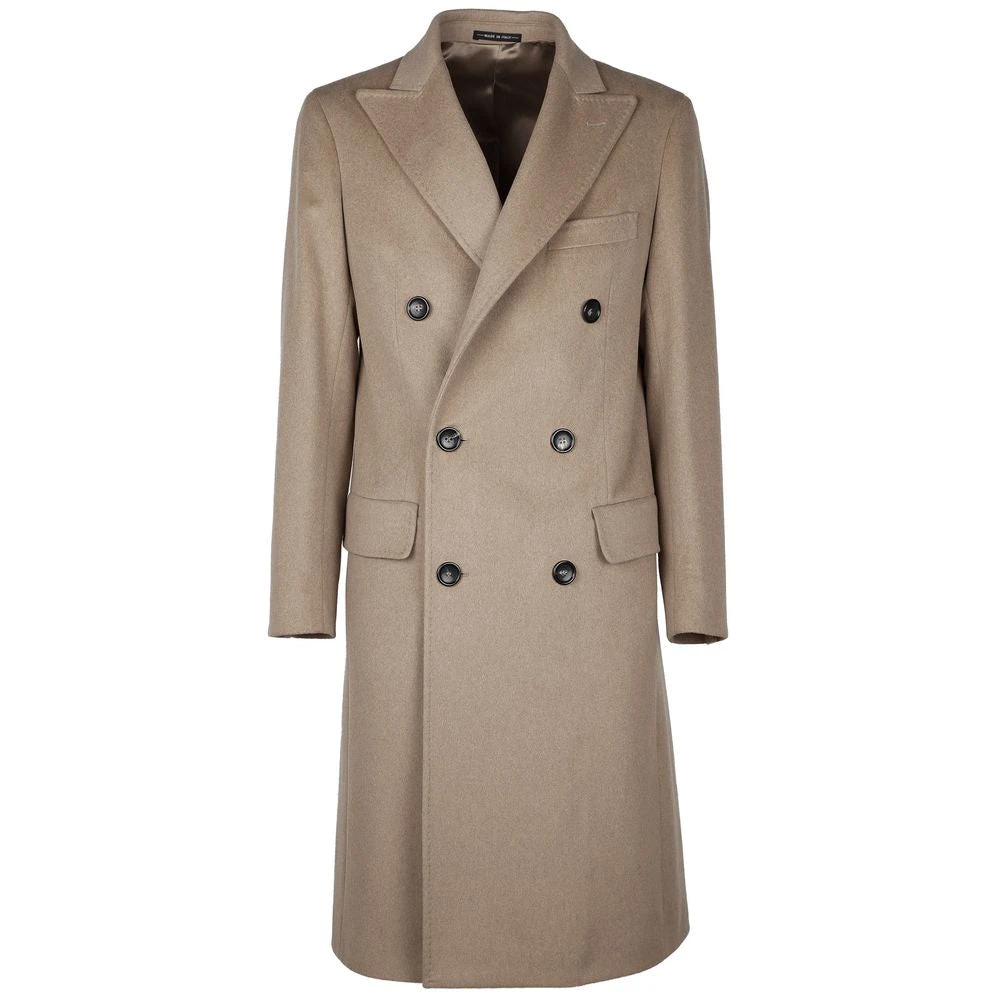 Made in Italia Beige Wollen Jas met Dubbele Knopenrij Beige Heren