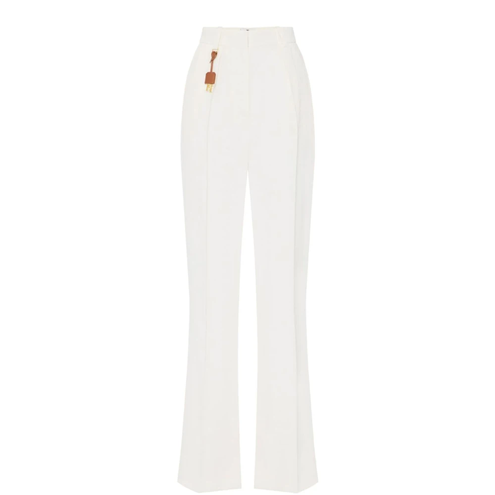 Elisabetta Franchi White Wide Trousers, Female, Xl, Chic Trousers For Women