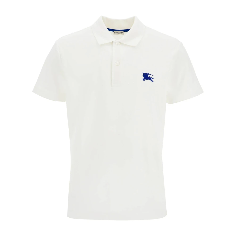 Burberry Polo shirt met geborduurd Equestrian Knight Design White Heren