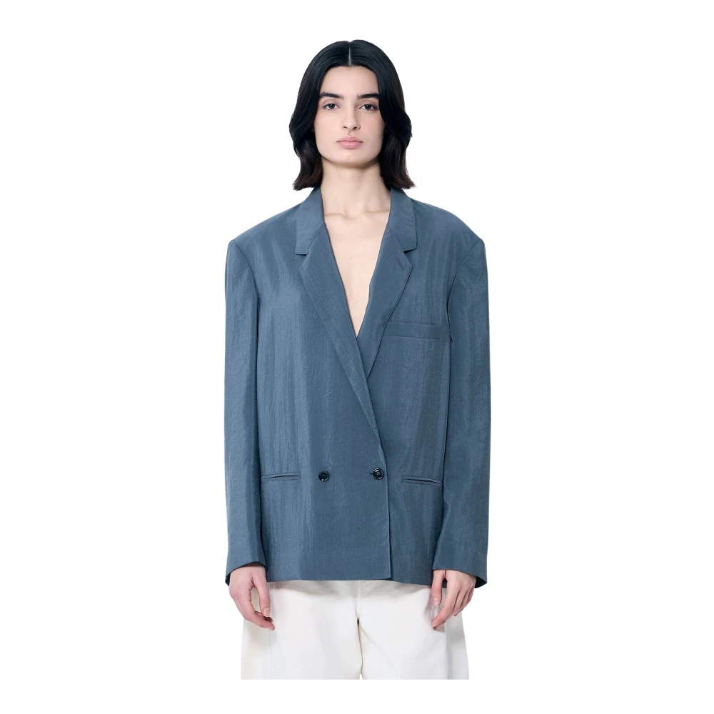 Lemaire Lichtgewicht Double-Breasted Blazer Gray Dames