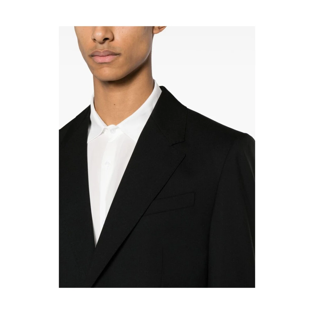 Ami Paris Zwarte wollen jas met getailleerd ontwerp Black Heren