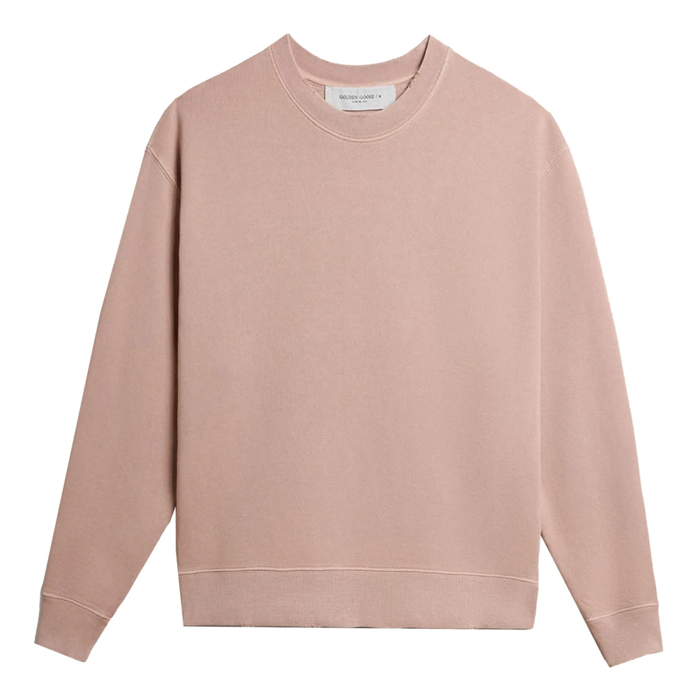 Golden Goose Women's Pink/Golden Logo Patch Ribbed Sweatshirt