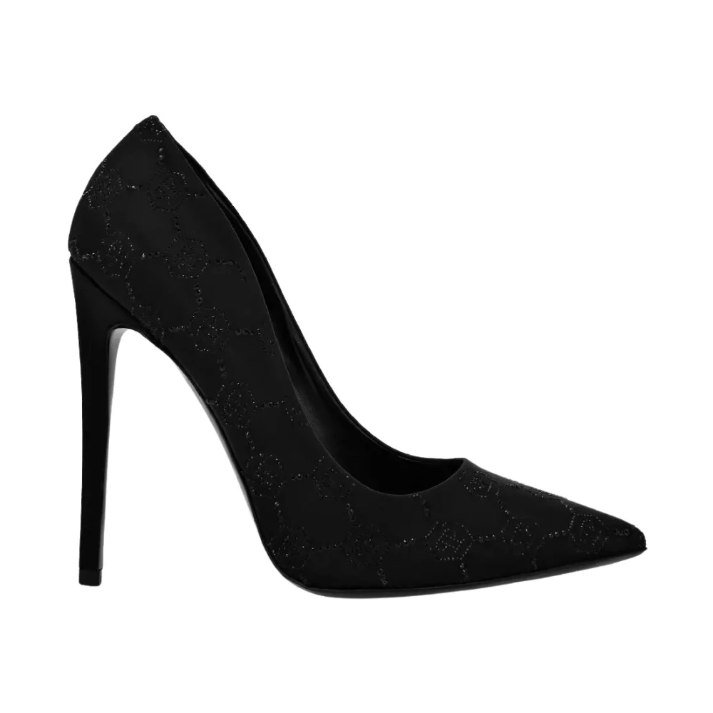 Philipp Plein Women's Black Pumps, 5 Uk, Satin Decollete Hi-Heels Strass Monogram