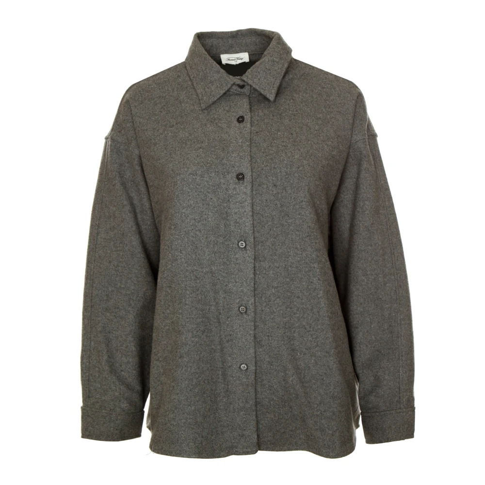 American vintage Blouse met lange mouwen en puntkraag Gray Dames