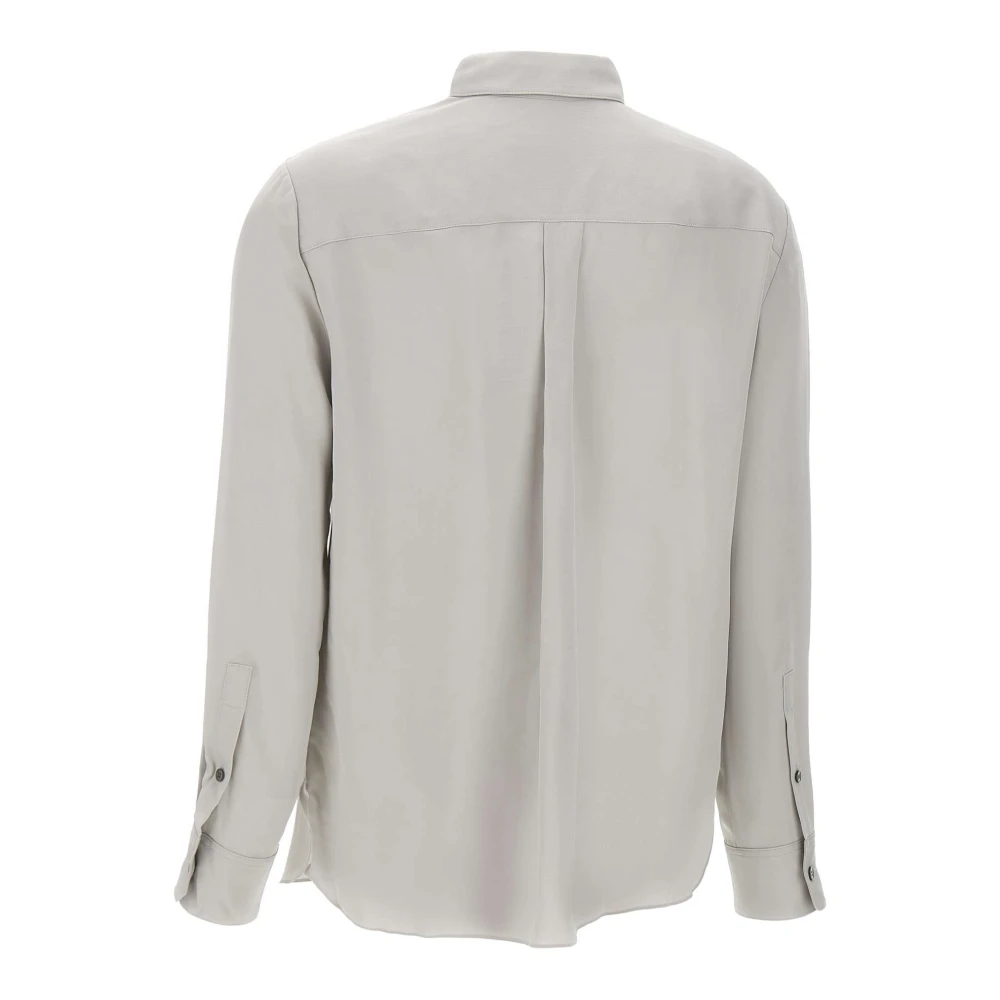 Theory Zijden overhemd in parelgrijs Gray Dames