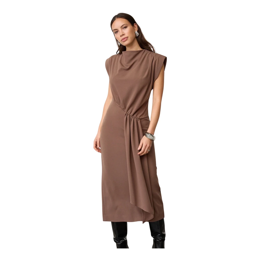 Co'couture Vrouw Bruin Kleedjes Dames, M, Midi Jurken