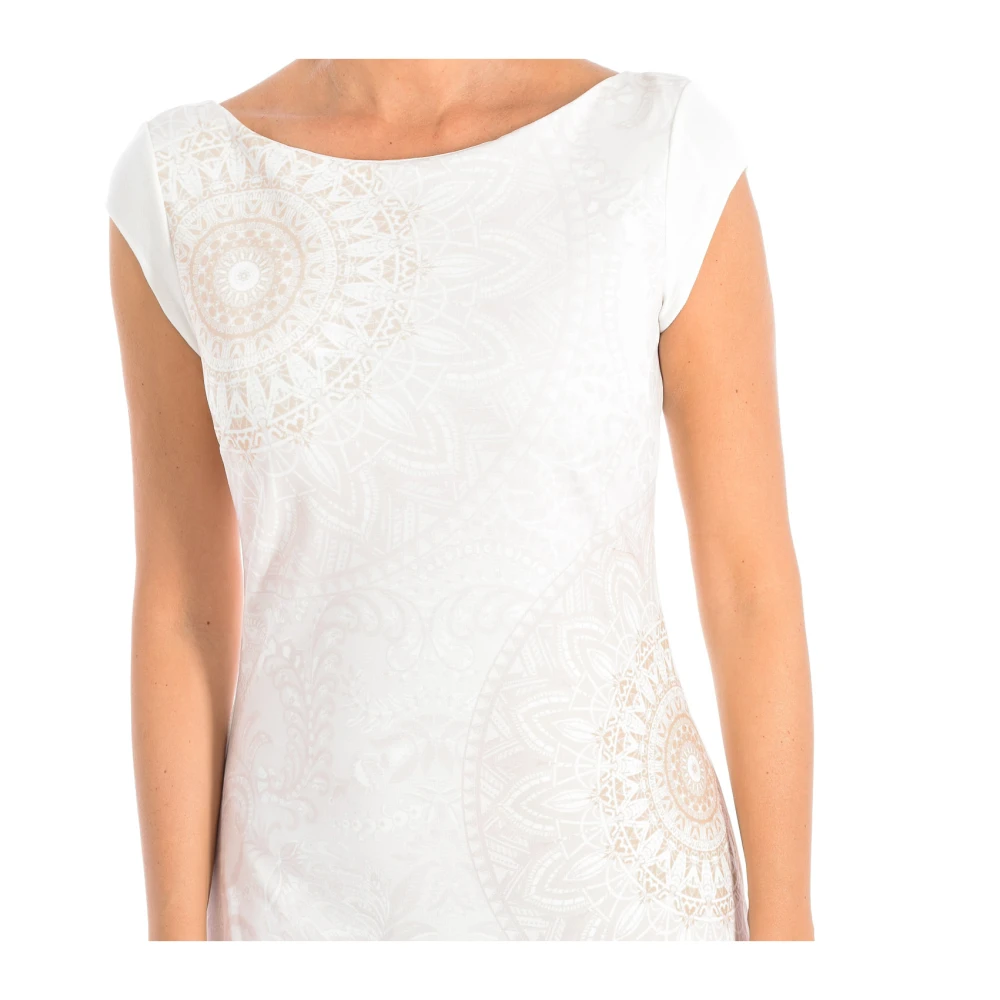 Desigual Mouwloze jurk met ronde hals en mandala ontwerp White Dames