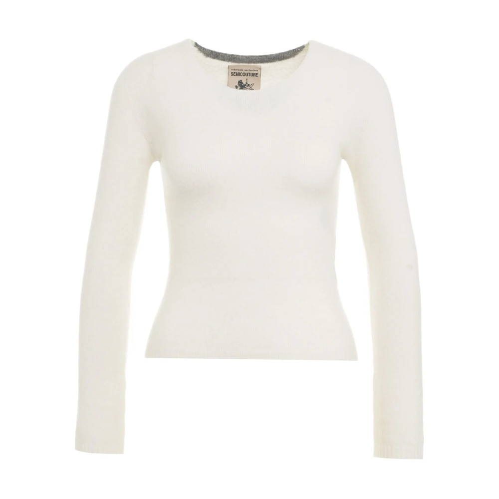 Semicouture Witte Gebreide Trui Aw24 White Dames