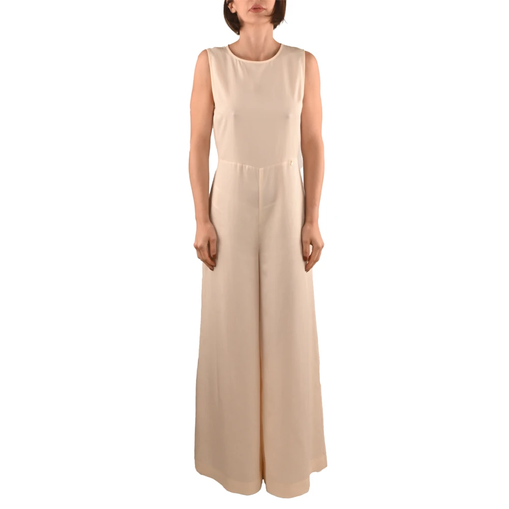 Kocca Lyocell jumpsuit met ronde halslijn White Dames