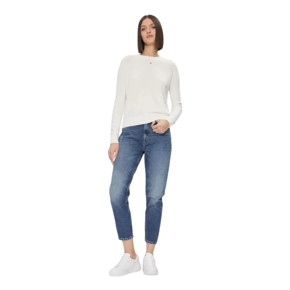 Tommy Jeans Trui met Ronde Hals White Dames