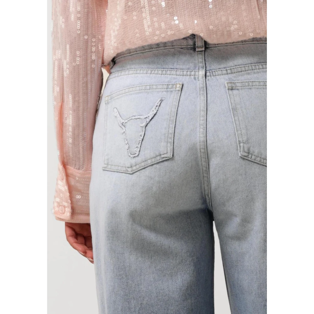 Alix The Label Blauwe Dip Dye Wide Leg Jeans Blue Dames