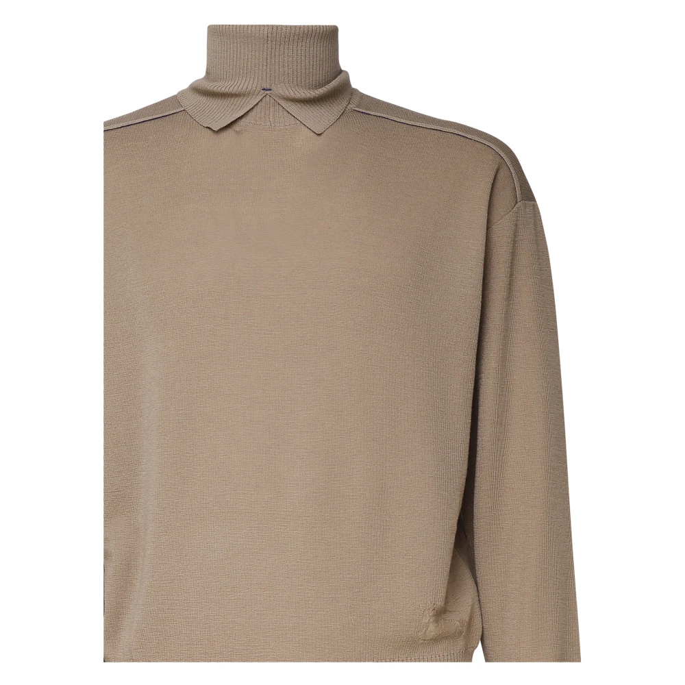 Burberry Beige Hoge Hals Trui Elastische Manchetten Beige Heren