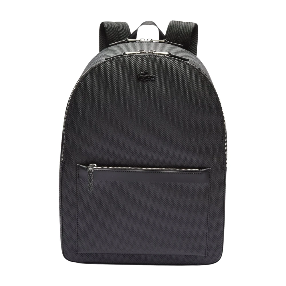 Lacoste Unisex Black Backpacks, One Size, Pique Leather Golf-Inspired Backpack