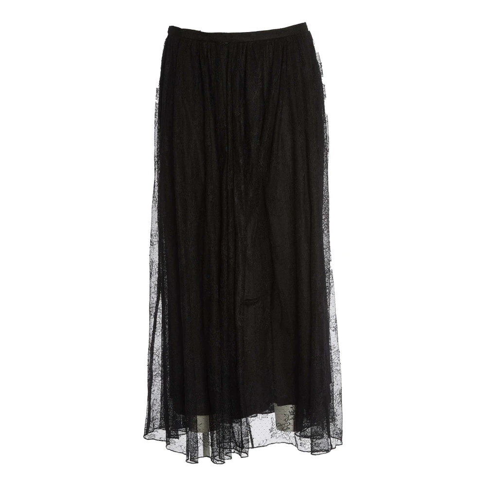 Rotate Birger Christensen Zwarte Kant A-Lijn Lange Rok Black Dames