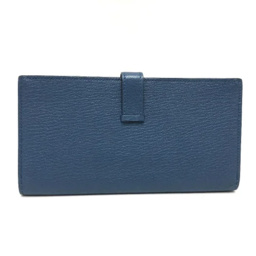 Hermès Vintage Pre-owned Leather wallets Blue Dames
