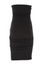 black-logo-print-strapless-dress