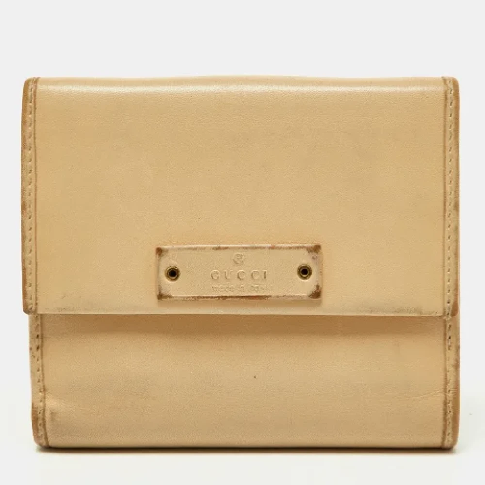 Gucci Vintage Pre-owned Leather wallets Beige Dames