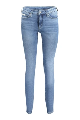 Blå Skinny Jeans med Tvättad Effekt