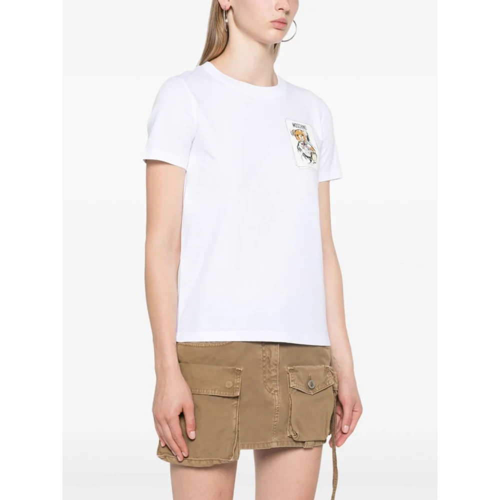 Moschino Witte Crewneck Bedrukte T-shirts en Polos White Dames