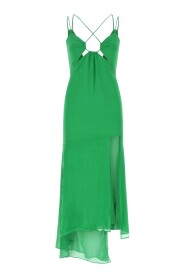 Grøn strækning silke kjole